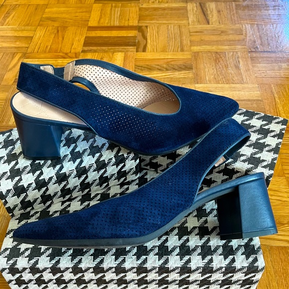 Block Heel Dark Blue Suede - Picture 2 of 8